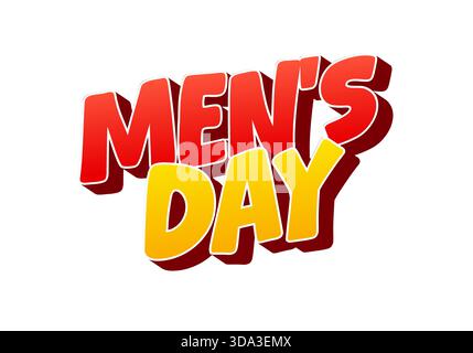 Testo colorato per festeggiare il giorno dell'uomo con il colore rosso giallo 3d. Illustrazione Vettoriale