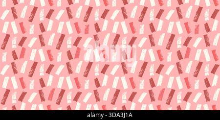Le piccole linee del trattino coquette hanno un motivo senza cuciture. Design con motivo geometrico a motivo di pastello per ragazze realizzato a mano. Mini strisce rosse rosa disegnate a mano. Ve Illustrazione Vettoriale