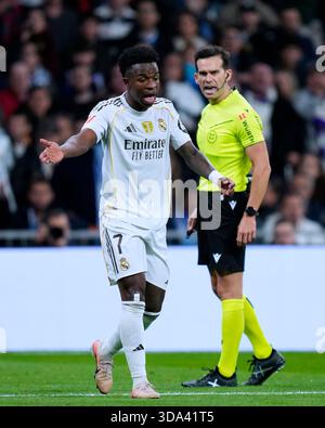 Madrid, Spagna. 7 dicembre 2025. Durante la partita della Liga EA Sports tra il Real Madrid CF e l'RC Celta ha giocato allo stadio Santiago Bernabeu il 7 dicembre 2025 a Madrid. (Foto di Cesar Cebolla/PRESSIN) credito: PRESSINPHOTO SPORTS AGENCY/Alamy Live News Foto Stock