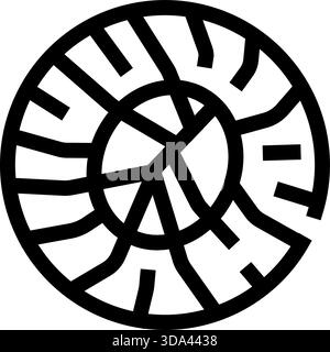 Icona grafica a spirale con guscio fossile ammoniaca Illustrazione Vettoriale