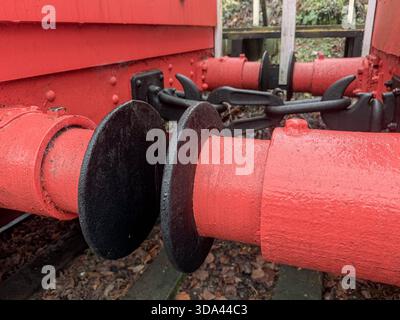 Auto d'epoca High Peak Junction e meccanismo originale di binari/avvolgimenti vicino all'Aquaduct Cottage e alla Leawood Pump House..Derrbyshire.Inghilterra.Regno Unito Foto Stock