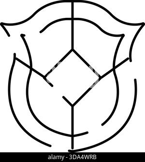 Logo con icona grafica a forma di linea di scudo protezione astratta geometrica Illustrazione Vettoriale