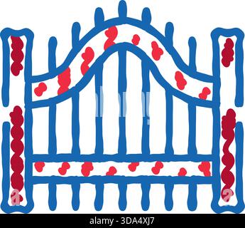 Insanguinato vettore del gate Doodle disegnato per il concetto di pericolo Illustrazione Vettoriale