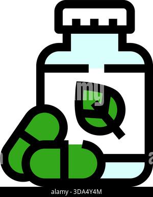 Integratori naturali a base di erbe da un concetto di bottiglia di pillola Illustrazione Vettoriale