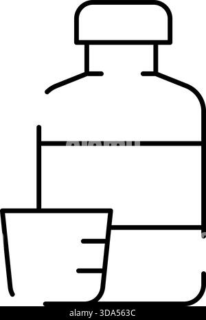 Flacone per sciroppo per tosse con dosatore per farmaci Illustrazione Vettoriale