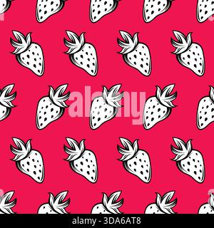 Motivo senza cuciture con fragole. Sfondo a fragola disegnato a mano Illustrazione Vettoriale