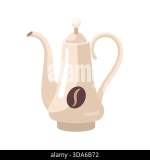 Caffettiera araba, caraffa in stile orientale. Icona vettoriale, stile cartone animato, design piatto. Caffettiera in porcellana Illustrazione Vettoriale