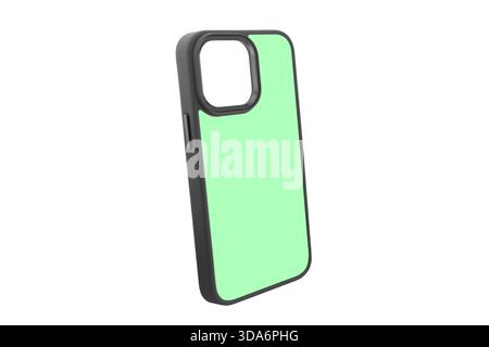 Custodia per telefono cellulare isolata su sfondo bianco. Custodia per smartphone isolata. Moderna custodia in silicone per smartphone o telefono con aperture per la fotocamera. Foto Stock