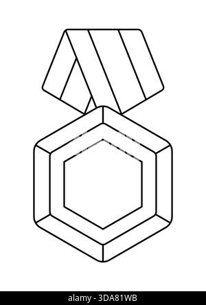 Medaglia d'oro con nastro. Premio di gioco per i vincitori. Illustrazione del premio per competizioni sportive. Illustrazione Vettoriale