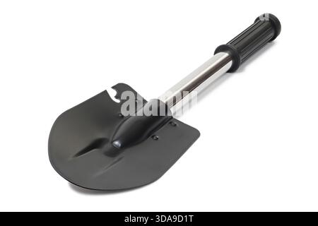 Piccolo utensile nero per trincea isolato su sfondo bianco Foto Stock