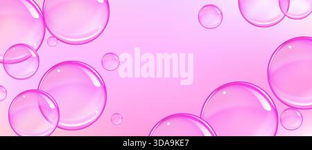 Consistenza vettoriale di bolle di gomma e collagene per un design da sogno.sfondo.bolle d'aria e acqua rosa su sfondo bianco con scintille frizzanti. Illustrazione Vettoriale