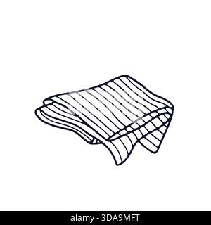 Illustrazione vettoriale dell'icona del telo ripiegato disegnato a mano. Arredamento accogliente Illustrazione Vettoriale