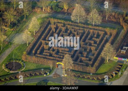 Labirinto del Centro-Park Oberhausen, Oberhausen, regione della Ruhr, Renania settentrionale-Vestfalia, Germania, Europa, vista aerea, vista a volo d'uccello, fotografia aerea Foto Stock