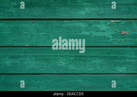 Texture di legno verde con vernice pelante Foto Stock