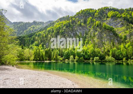 lago Offensee in primavera, Austria, alta Austria, Salzkammergut Foto Stock