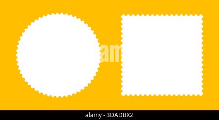 Set di cornici modello francobollo. Francobolli vintage vuoti rettangolari e ovali. Sfondi per cartoline, lettere, bordi vuoti. Etichette, etichette, buoni Illustrazione Vettoriale