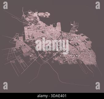 Città di Dammam in Arabia Saudita, cartina stradale, immagine grafica vettoriale Illustrazione Vettoriale