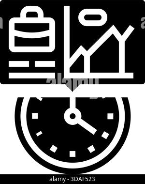 illustrazione vettoriale dell'icona del glifo di tracciamento del tempo Illustrazione Vettoriale