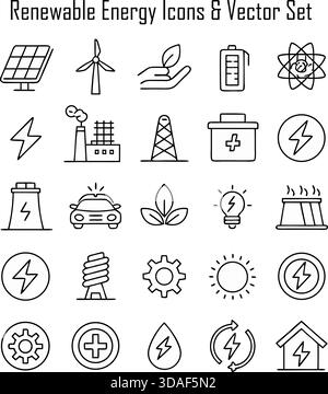 Un ambiente pulito e sostenibile per le energie rinnovabili, caratterizzato da moderni pannelli solari e turbine eoliche che lavorano insieme per produrre prodotti ecocompatibili. Illustrazione Vettoriale