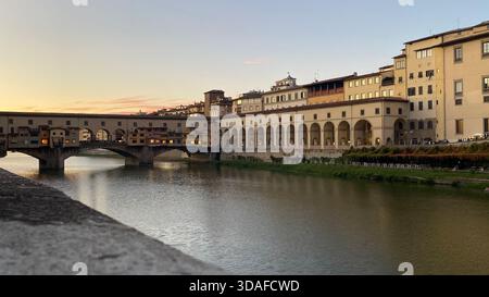 Tramonto a Ponte Veccio Foto Stock
