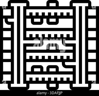 illustrazione vettoriale dell'icona della linea dello stack di livelli pcb ingranditi Illustrazione Vettoriale