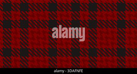 Quadri di bufali rossi e neri con righe tartan per un arredamento da festa Illustrazione Vettoriale