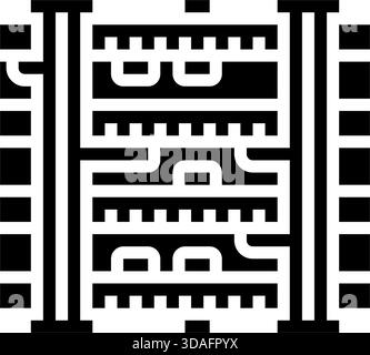 illustrazione vettoriale dell'icona dei glifi sovrapposti di livelli pcb ingranditi Illustrazione Vettoriale