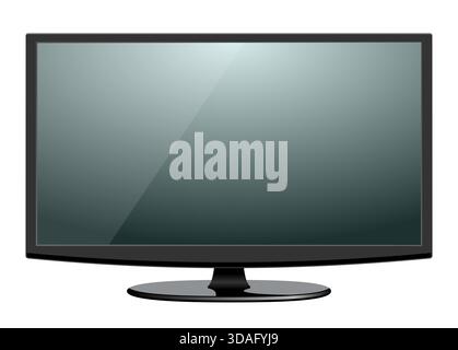 Schermo TV isolato.Widescreen di mockup modello TV LED su sfondo bianco, illustrazione vettoriale icona design computer 3d per tecnologia tv digitale Foto Stock