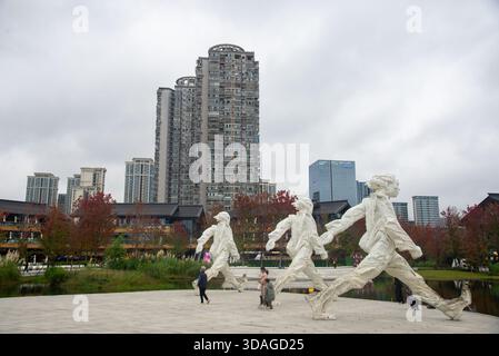 Statue al nuovo Museo di Chengdu, Cina Foto Stock