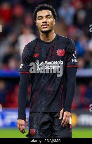 LEVERKUSEN, GERMANIA - 10 DICEMBRE: Malik Tillman (Bayer 04 Leverkusen, 10) durante la partita di UEFA Champions League tra Bayer Leverkusen e Newcastle United il giorno 6 alla BayArena il 10 dicembre 2025 a Leverkusen, Germania. Foto Stock