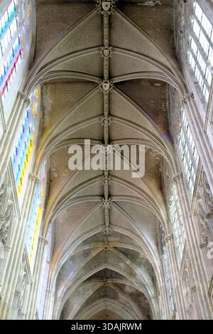 Cattedrale di Saint Gatien. La navata. Stile gotico. Tour. Francia. Foto Stock