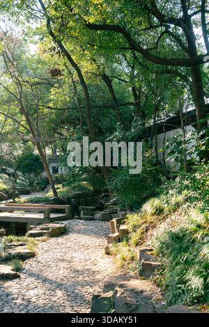 Suzhou, Cina - 16 marzo 2025: Giardino dell'area della Pagoda del Tempio del Nord Beisi Foto Stock
