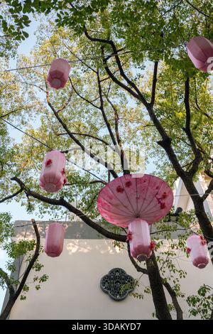 Suzhou, Cina - 16 marzo 2025: Peach Huawuli tradizionale strada dei negozi Foto Stock