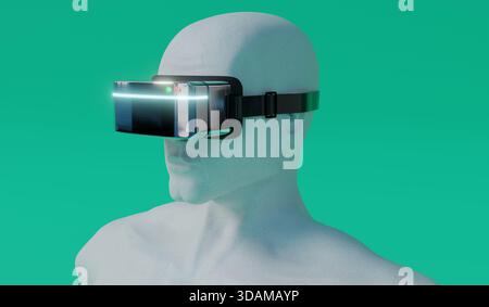 Uomo che indossa occhiali VR - illustrazione 3D. Foto Stock