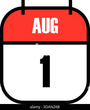 Pagina di calendario rossa e bianca che mostra la data del 1° agosto per la giornata nazionale svizzera e la giornata dell'emancipazione celebrazione globale della libertà e del patrimonio grafico Illustrazione Vettoriale