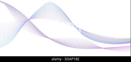 Uno sfondo astratto uniforme presenta linee fluide create con grafica vettoriale. Il progetto utilizza punti e curve in varie sfumature che si fondono in Illustrazione Vettoriale