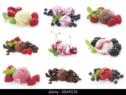 Cibo, collage di vari gusti di gelato Foto Stock