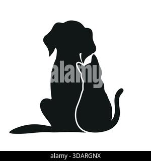 figure sagome di cani e gatti su sfondo bianco Illustrazione Vettoriale