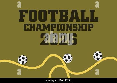 Banner sportivo in stile retrò del campionato di calcio 2026 Golden Brown Illustrazione Vettoriale