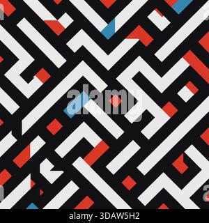 Audace labirinto geometrico di colorati tracciati angolari Foto Stock