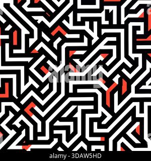 Audace labirinto geometrico di colorati tracciati angolari Foto Stock