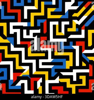 Audace labirinto geometrico di colorati tracciati angolari Foto Stock