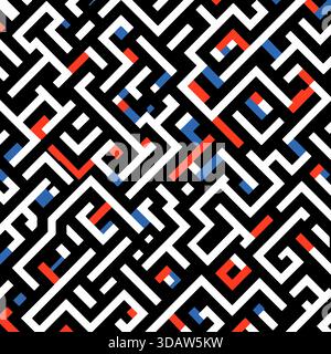 Audace labirinto geometrico di colorati tracciati angolari Foto Stock
