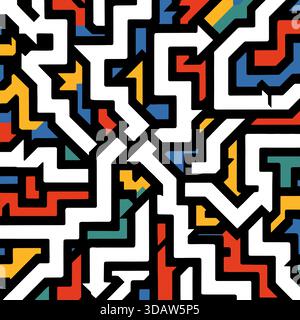 Audace labirinto geometrico di colorati tracciati angolari Foto Stock