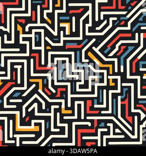 Audace labirinto geometrico di colorati tracciati angolari Foto Stock