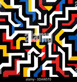 Audace labirinto geometrico di colorati tracciati angolari Foto Stock