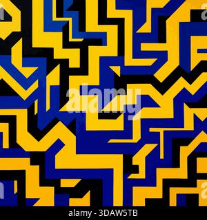 Audace labirinto geometrico di colorati tracciati angolari Foto Stock