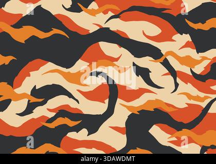 Motivo mimetico arancione. illustrazione di sfondo vettoriale per l'uso nella progettazione di web, banner, sfondo o superfici Illustrazione Vettoriale