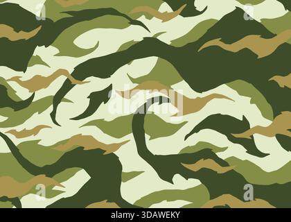 Motivo mimetico verde. illustrazione di sfondo vettoriale per l'uso nella progettazione di web, banner, sfondo o superfici Illustrazione Vettoriale