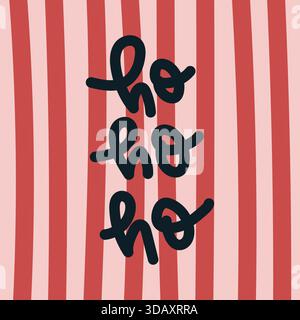Scritte disegnate a mano. Sfondo a righe natalizie. Illustrazione vettoriale, design piatto Illustrazione Vettoriale